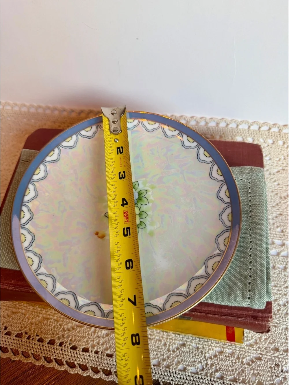 Vintage Meito China Set of 3 Iridescent Floral Plates Made in Japan
